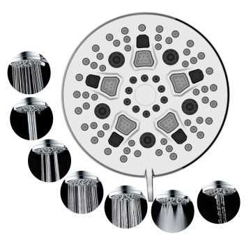 5 Inch Chrome 5 Star Power Mist Spray Luxury Fixed Shower Head with 7 Functions