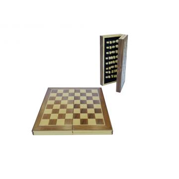 Dice Dice 10 pouces classiques pliants d&#39;échecs en bois ensemble pour les enfants et les adultes, planche d&#39;échecs pliante - Stockage pour pièces d&#39;échecs