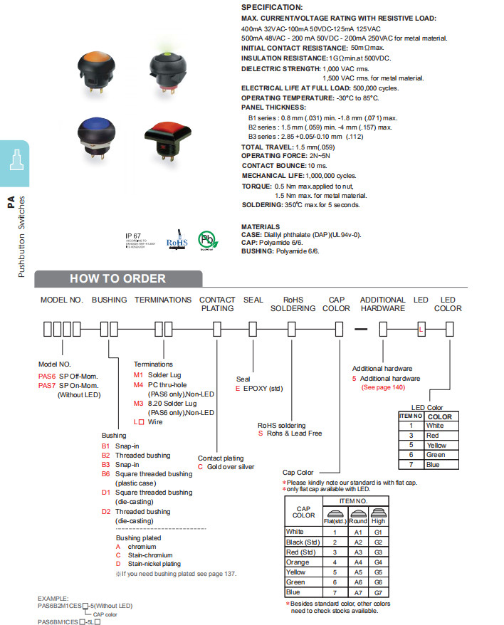 Waterproof Push Button Switch