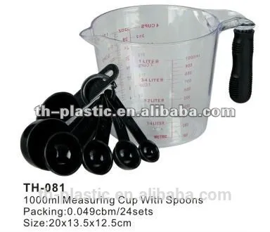 Hot!1000ml plastic measuring cup with spoons(TH081)