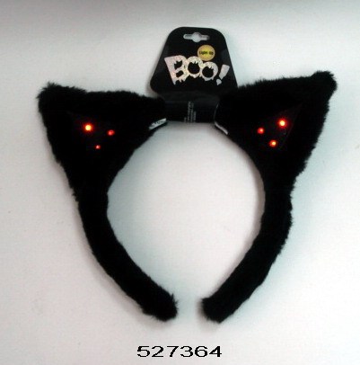 Kopfbügel der schwarzen Katze mit Lampen