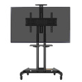 Carrinho de TV móvel para 32-75 polegadas, altura ajustável Rolling TV Stand com rodas de travamento e prateleira de metal, piso portátil ao ar livre