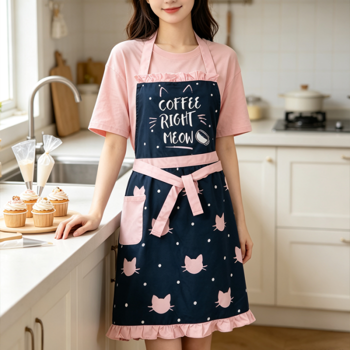 Декоративный кухонный фартук с рюшами Cute Cat-Print