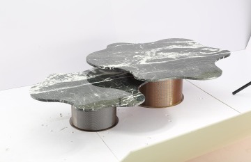 Table basse en marbre en marbre en acier inoxydable