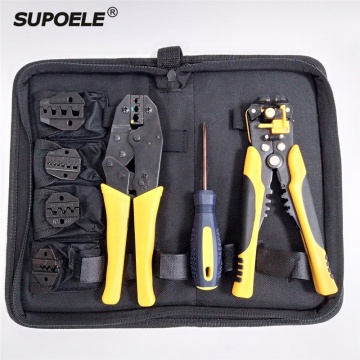 HS-30J Electrical Hand Crimping Tool Set with 4 Jaws and HS-D1 Wire Stripper