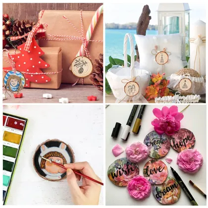 Natural Unfinished Wood Slices Christmas Ornaments DIY Crafts