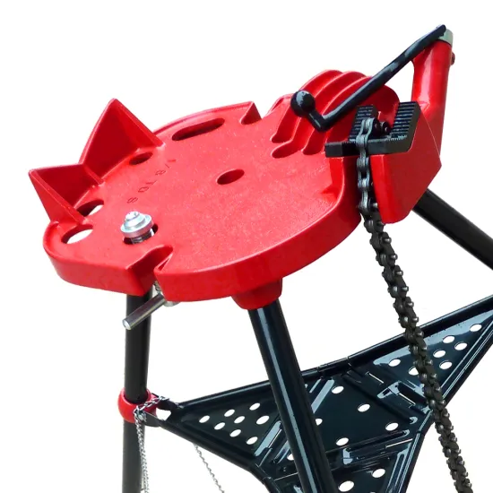 Portable Aluminum Pipe Tri-stand Chain Vise for Holding Pipes from 1/8" to 6" Diameter