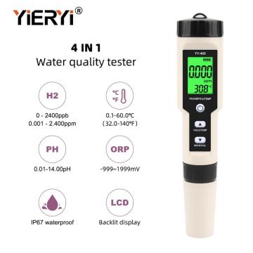 yieryi 4 in 1 H2/PH/ORP/TEMP Meter Digital Water Quality Monitor Tester for Pools, Drinking Water, Aquariums