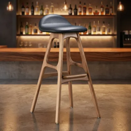 Modern Bar Stool Solid Wood High Stool Kitchen Creative Coffee Chair Leather Top Design Wholesale
