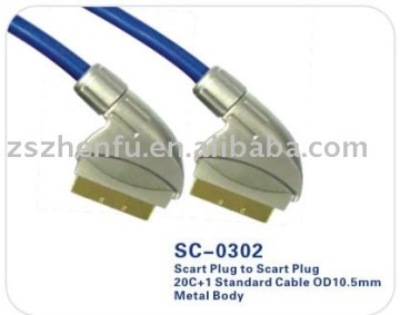 scart standard cable with metal shell