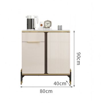 Modern Wood Grain Sliding Door Track with Classic Aluminium Kitchen Cabinet and Refrigerator