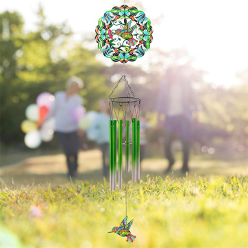Outdoor Hummingbird Wind Spinner Metal Wind Chimes for Garden, Patio, Backyard or Porch