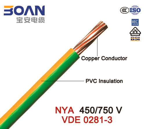Nya, 450/750 V, Cu/PVC (VDE 0281-3)