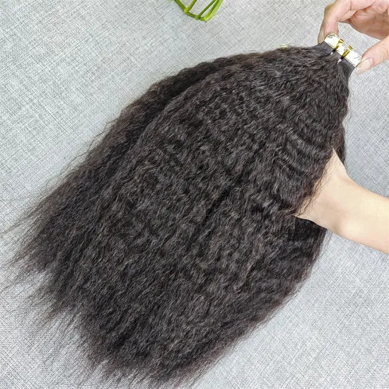 Russian Hair Vendor: XBL Hot Kinky Straight Tape-In Extensions with Virgin, Cuticle-Aligned Human Hair