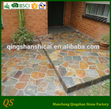 irrigular rusty slate stone naturally aged flooring