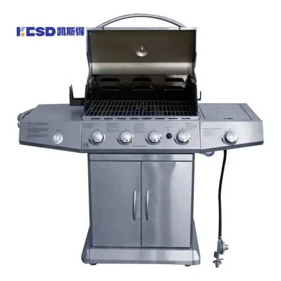 5 Burners Gas BBQ Grill Smokeless Barbecue Charcoal Grill Family Day Commercial Stainless Steel Gas Grill Outdoor Cart