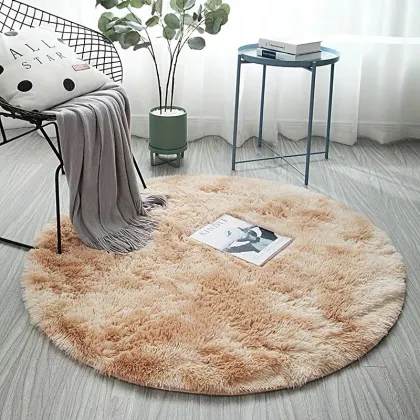 Tie Dye Round Shape Custom Fluffy Area Rugs for Living Room