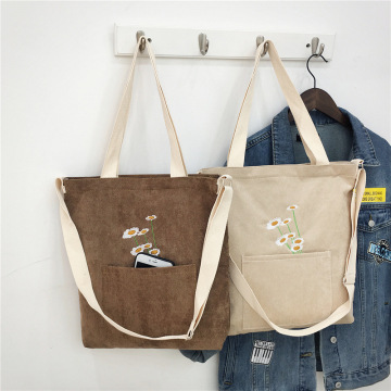 Shoulder Bag Tote Shopping Embroidery Female Handbag