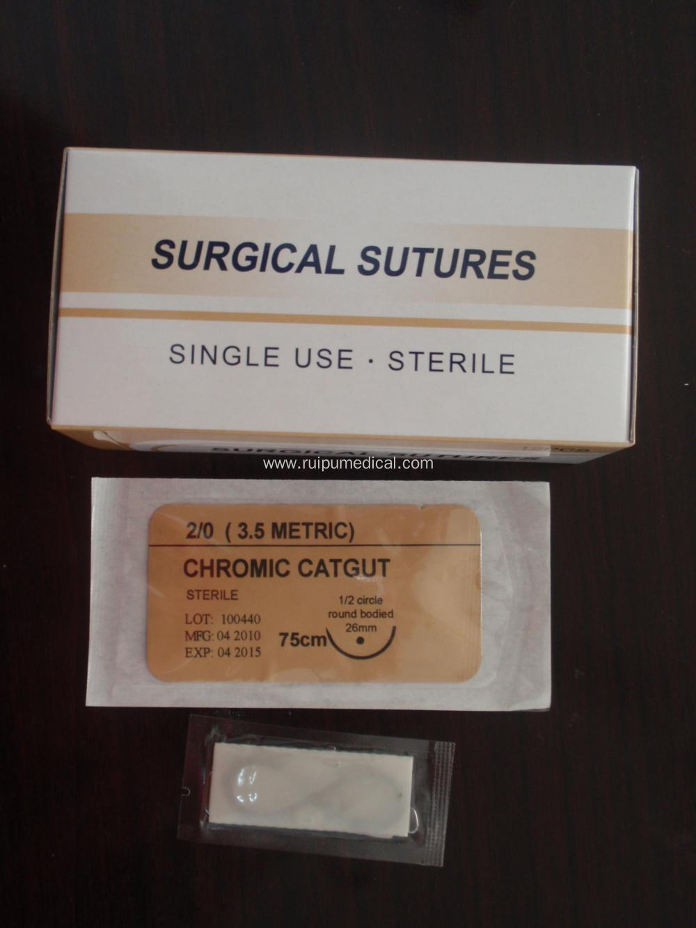 Sterile Medical Surgical Sutures Chromic Catgut With Needle