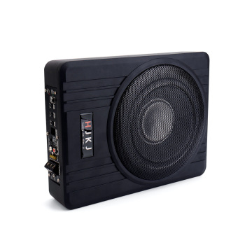 Car Audio Upgrade: Modified Seat Speakers, Compact Amplifier, Subwoofer, and Steel Cannon for Enhanced Sound Quality