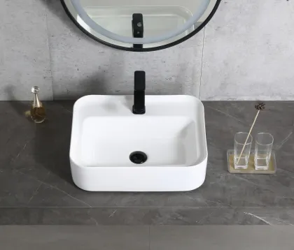 Luxury Restaurant White Ceramic Rectangular Washbasin