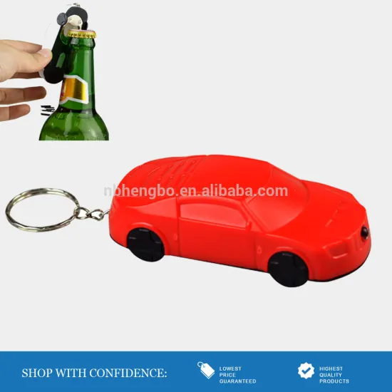 unique plastic bottle opener red car keychain with led light
