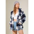 Womens Casual Plaid Shirt Jacket Coats