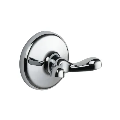 Brass Chrome Double Towel Robe Holder Hook Wall Mounted Round Robe Hook