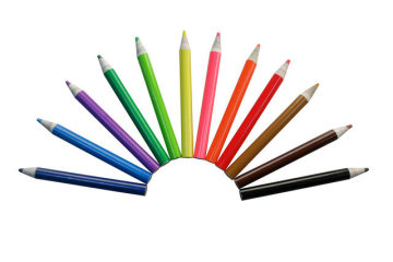 Different 12 colors children drawing pencil
