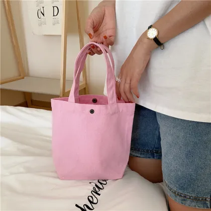 Customized Logo Candy Colorful Cute Canvas Bags - Reusable Cotton Lunch Totes