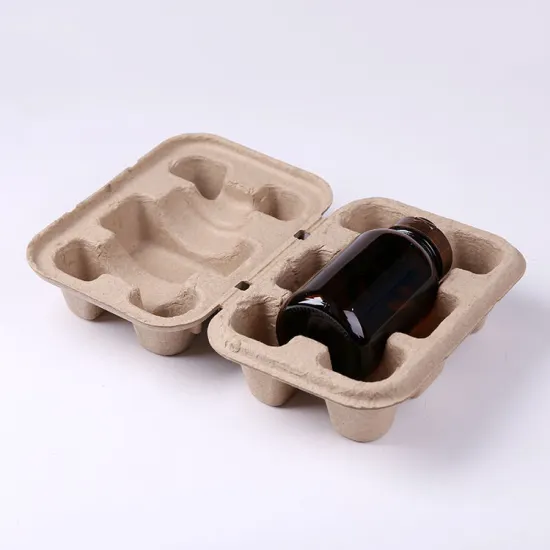 Recycled pulp inner tray insert wine packaging box