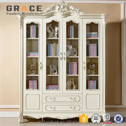 Glass Bookcase Display Shelf Furniture