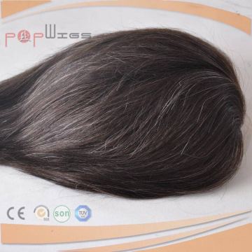 Base Color Black Mixed Grey Color 100% Human Hair Pieces
