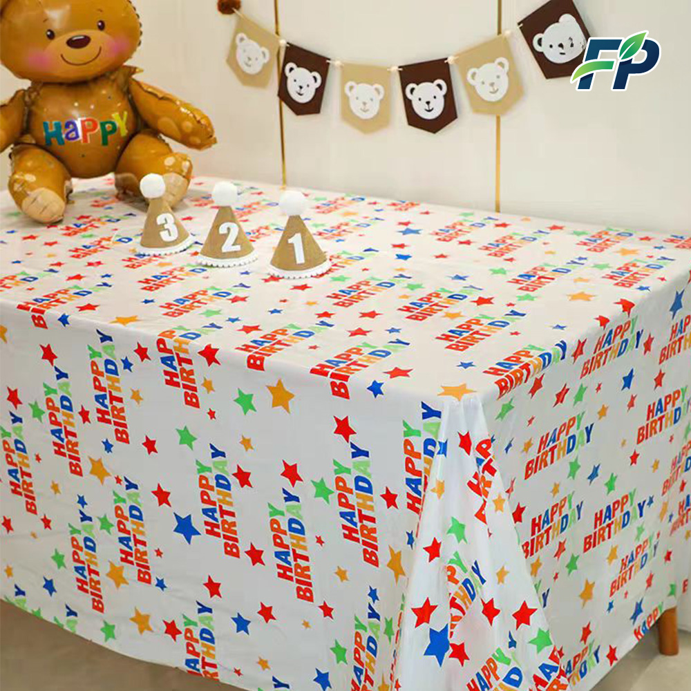 डिस्पोजेबल प्लास्टिक मेज़पोश जलरोधक और तेल प्रतिरोधी