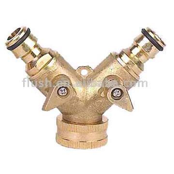 Brass 2-Way Hose Connector with Valve