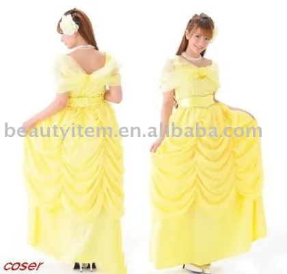 Punk yellow long dress for Halloween costumes