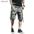 Streetwear 2021 Summer Casual Shorts Men Fashion Ribbons Pockets Cargo Shorts Bermuda Solid Hip Hop Men's Shorts