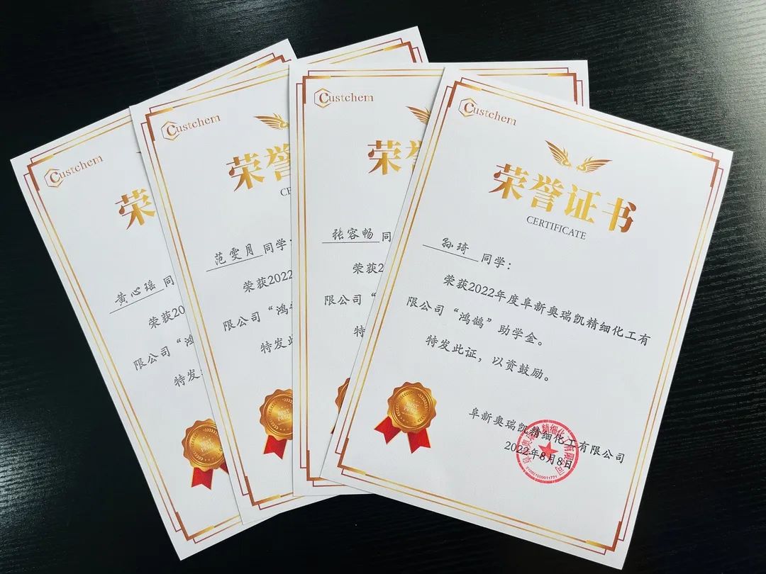 Custchem honghu Award Certificate