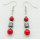 Boucles d&#39;oreilles rondes corail rouge Boucles d&#39;oreilles hématite rouge