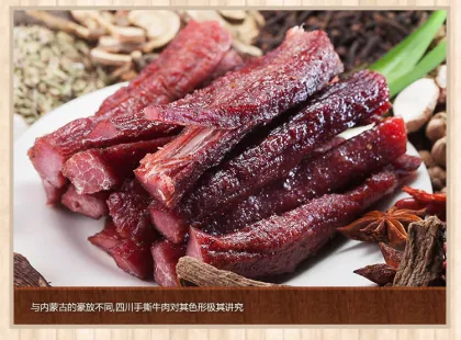 cooked spicy roast beef strip snacks