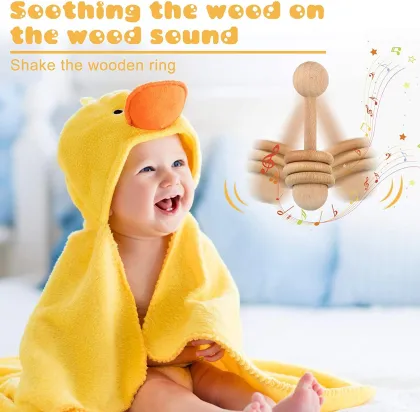 Natural Wooden Rattle Beech Rattle Toy Grasp
