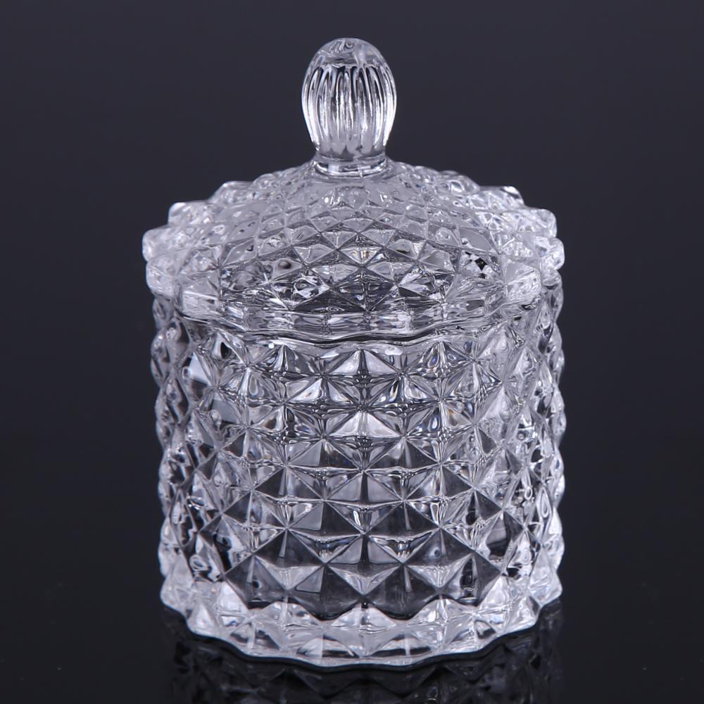 Small Diamond Patterned Clear Candy Jar