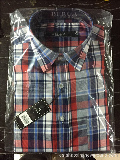 Camisa de algodón con estampado clásico de cuadros para hombre