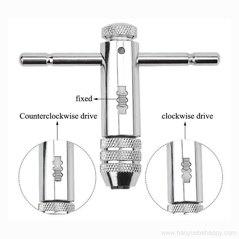 Djustable Ratchet Wheel Hand Tap Wrench Holder Reversible