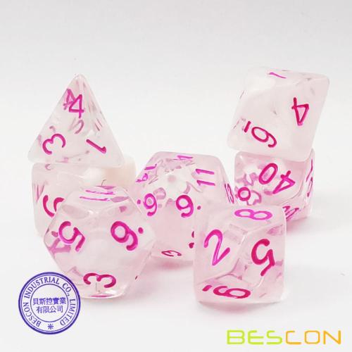 Bescon 7-pc Poly Dice Set Pink Cloud, Bescon Polyhedral RPG Dice Set Pink Cloud