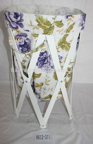 Folding Wooden Canvas Bag Laundry Hamper