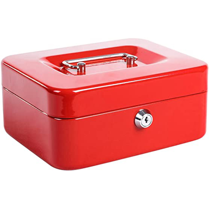 Small Steel Cash Box with Removable Coin Tray