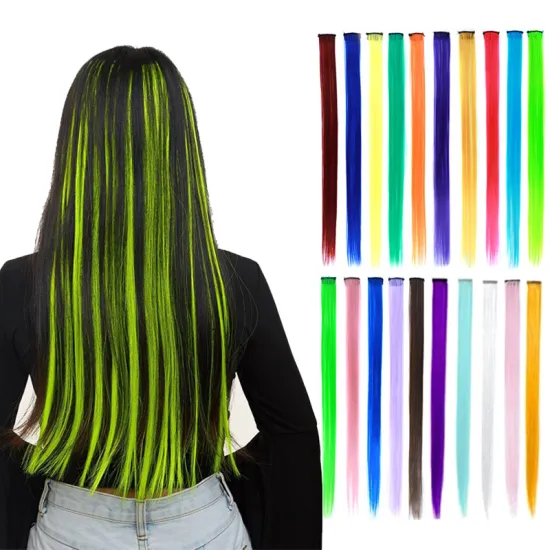 Clip On Hair Extension Ombre Color Straight Hair Extension Clip In Hairpieces High Temperature Fiber Hair Pieces
