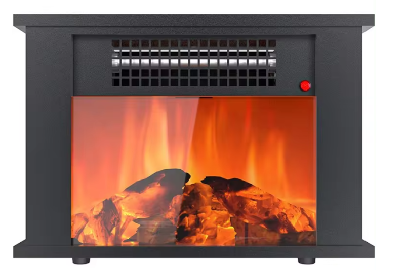 Electric Stove, Matte Black Free Standing Stove Fire  LED Flame Effect, Adjustable 2kW Fan Heater, Thermostat and Remote Control