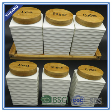 White colour coffee sugar tea ceramic storage jar